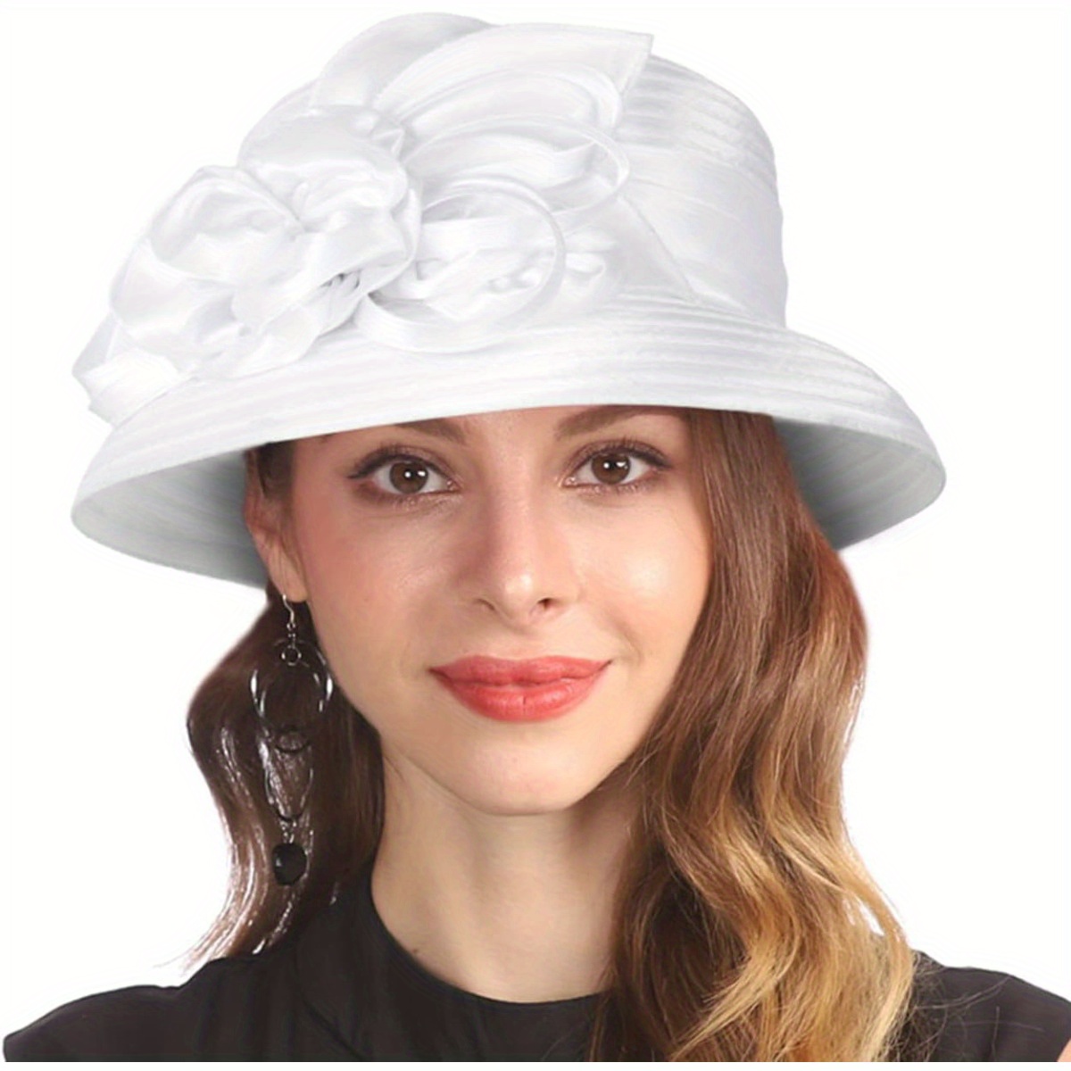 

Derby Hat For Women Church Tea Party Kentucky Wedding Cloche Bowler Hats Vintage Solid Color Head Wear