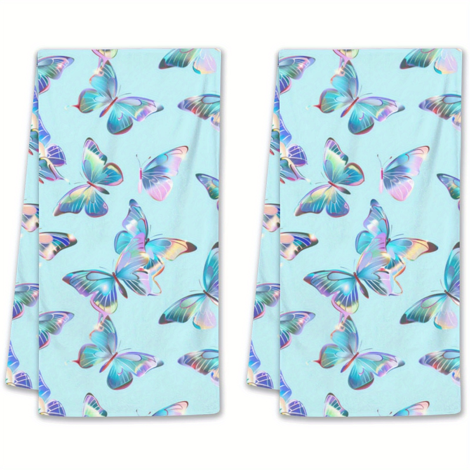 

2pcs, Contemporary Print Kitchen Towels, Single-sided Polyester Hand Towels, Super Soft Terry, Non-fading, Home And Outdoor Use