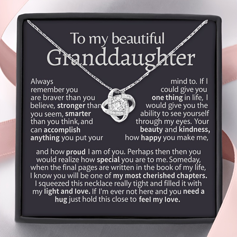 

To My Beautiful Granddaughter Love Knot Necklace, Granddaughter Necklace, Birthday Gift, Graduation Gift, Christmas Gift