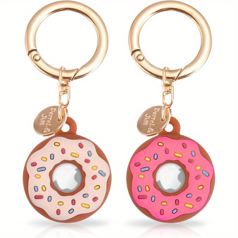 

2pcs Silicone Airtag Keychain Donut Case For Airtag , Cute Protective Airtag Holder With Anti-lost Keychain, Anti-drop Airtag Holder Keychain Accessories For Pets Backpacks Keys