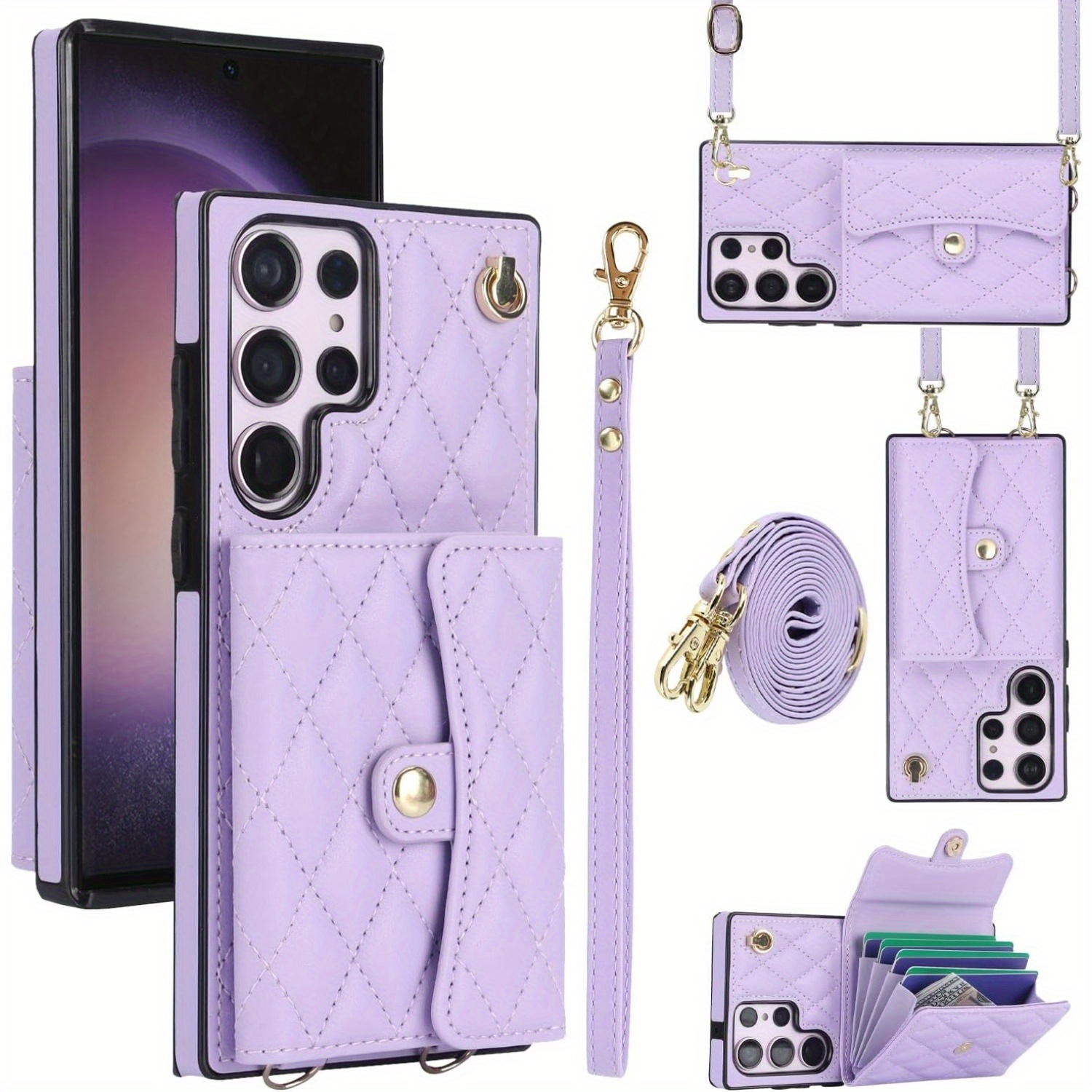 

For Samsung Galaxy S24/s24plus/s24ultra Accordion Crossbody Wallet Case, 4 Card Slots, Rfid Blocking, And Adjustable Strap - Stylish And Versatile Accessory. (purple)
