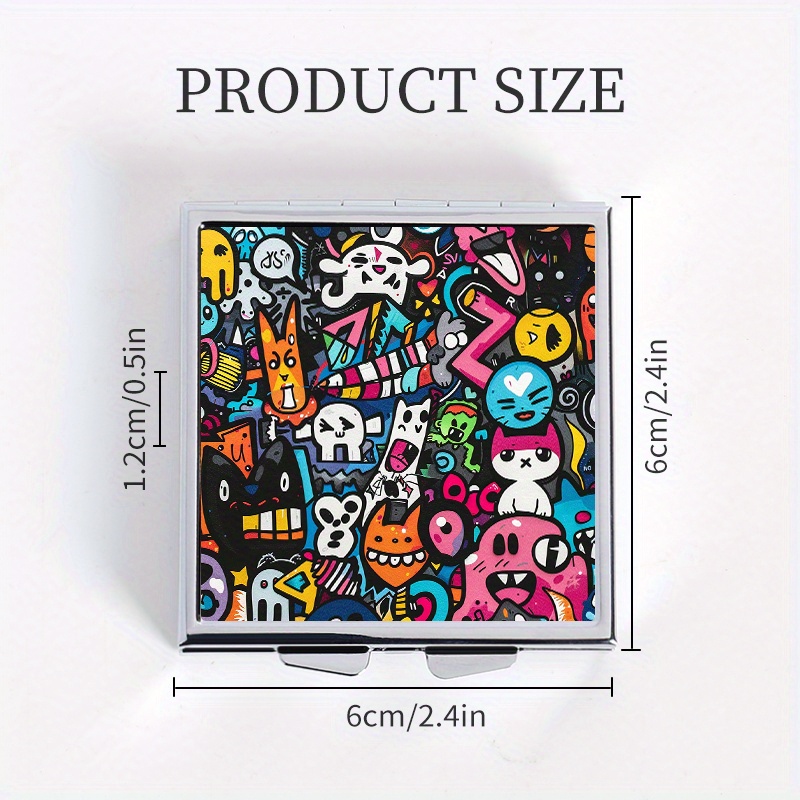 Graffiti Pattern Square Pill Box