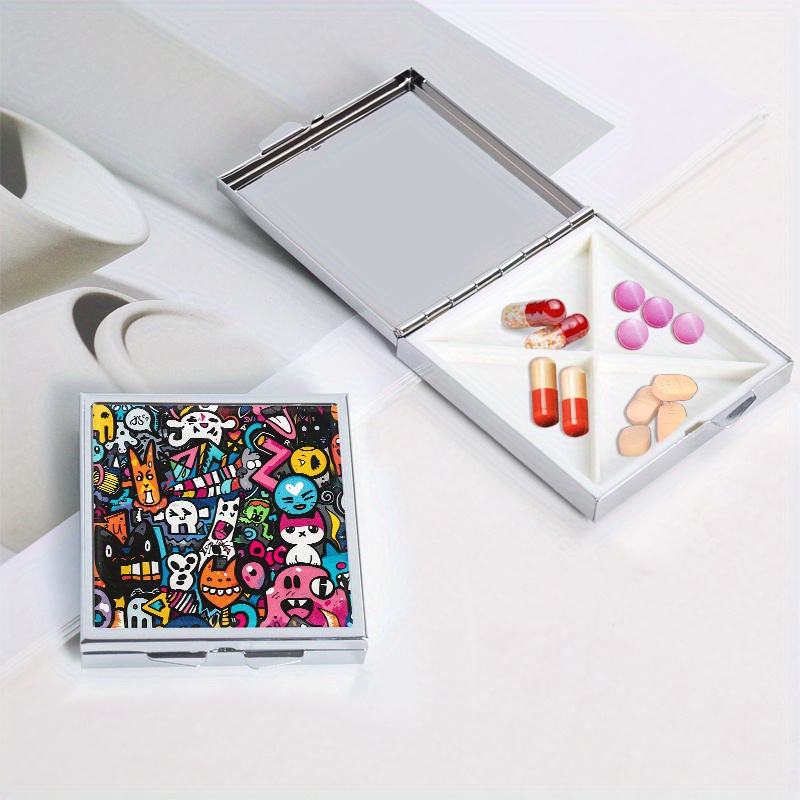 Graffiti Pattern Square Pill Box