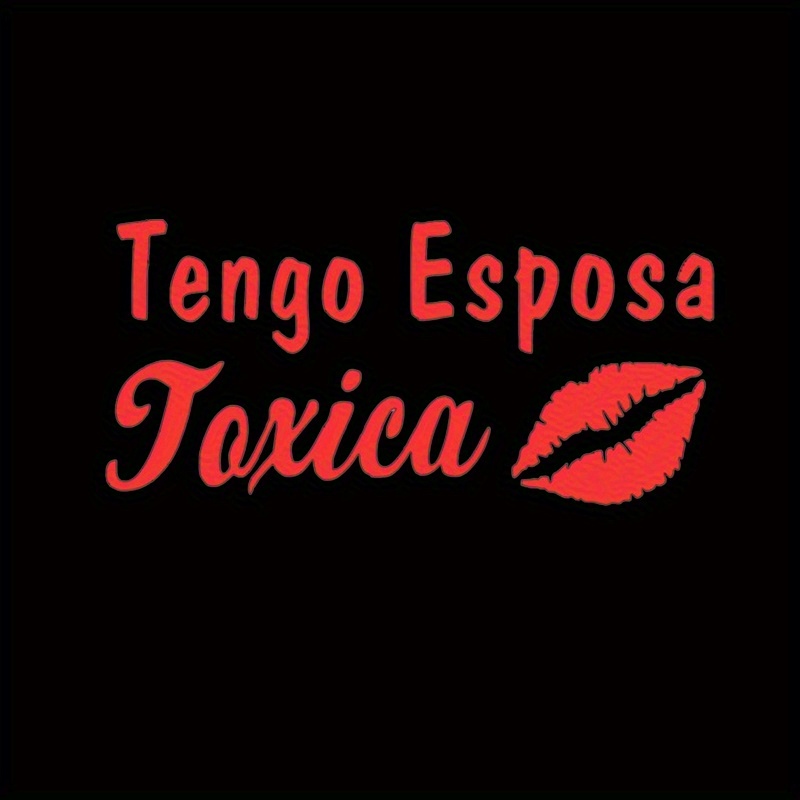 

Vinyl Decal Sticker 'tengo Esposa ' With Red Lips - Glossy Finish, Irregular Geometric Shape, Single Use, Self-adhesive For Cars, Motorcycles, Laptops, Glass Surfaces - Waterproof And Washable