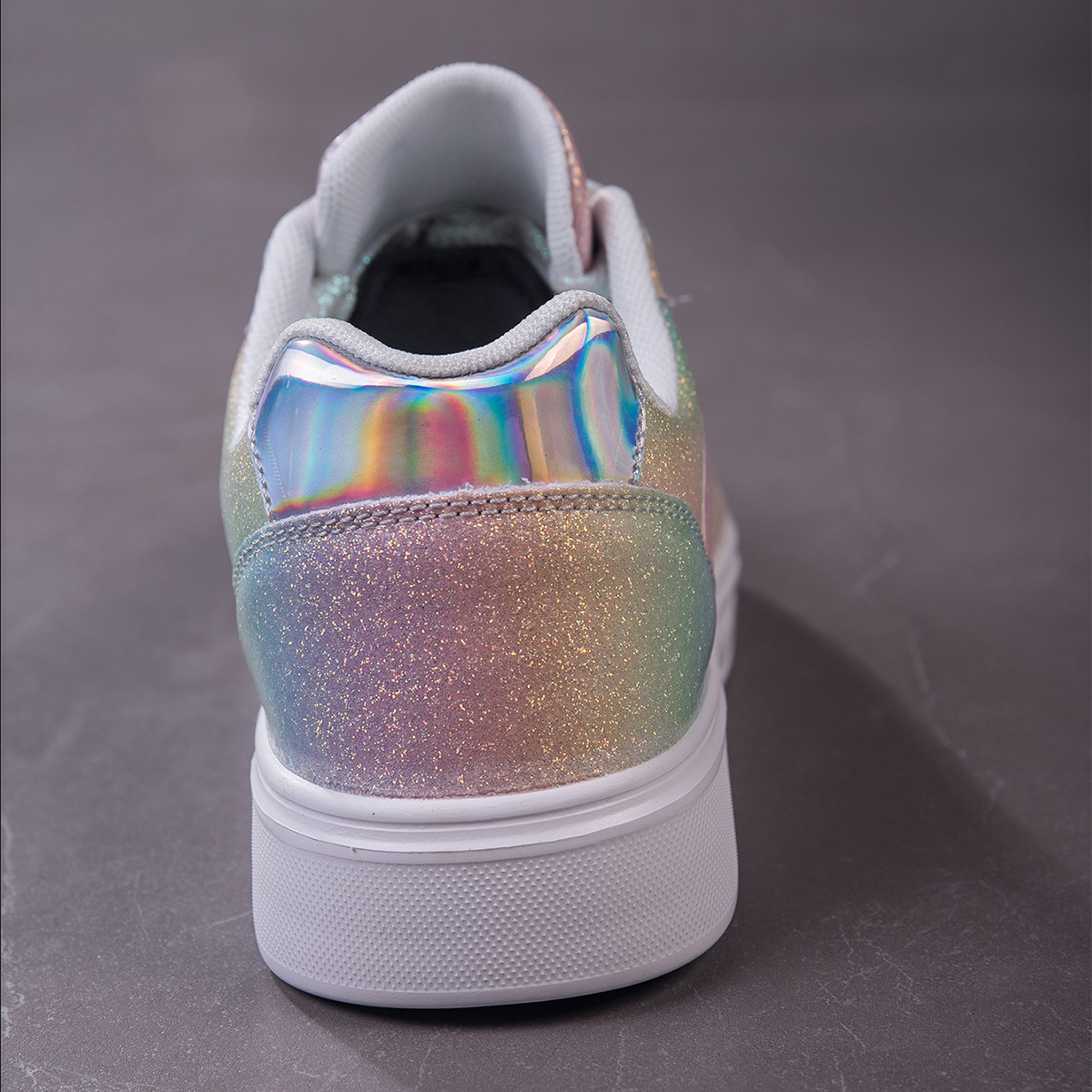 

Women's Fashion Sneakers Holographic Sequin Rainbow Casual Shoes, Shiny Streetwear, Party Wedding Trendy Footwear For Ladies