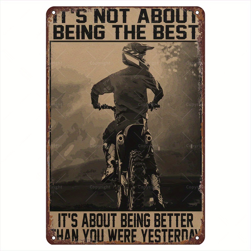 TEMU Panneau en bois de motocross - Style vintage pour garages, décoration murale pour antre masculin, cadeau de course artificiel pour hommes,