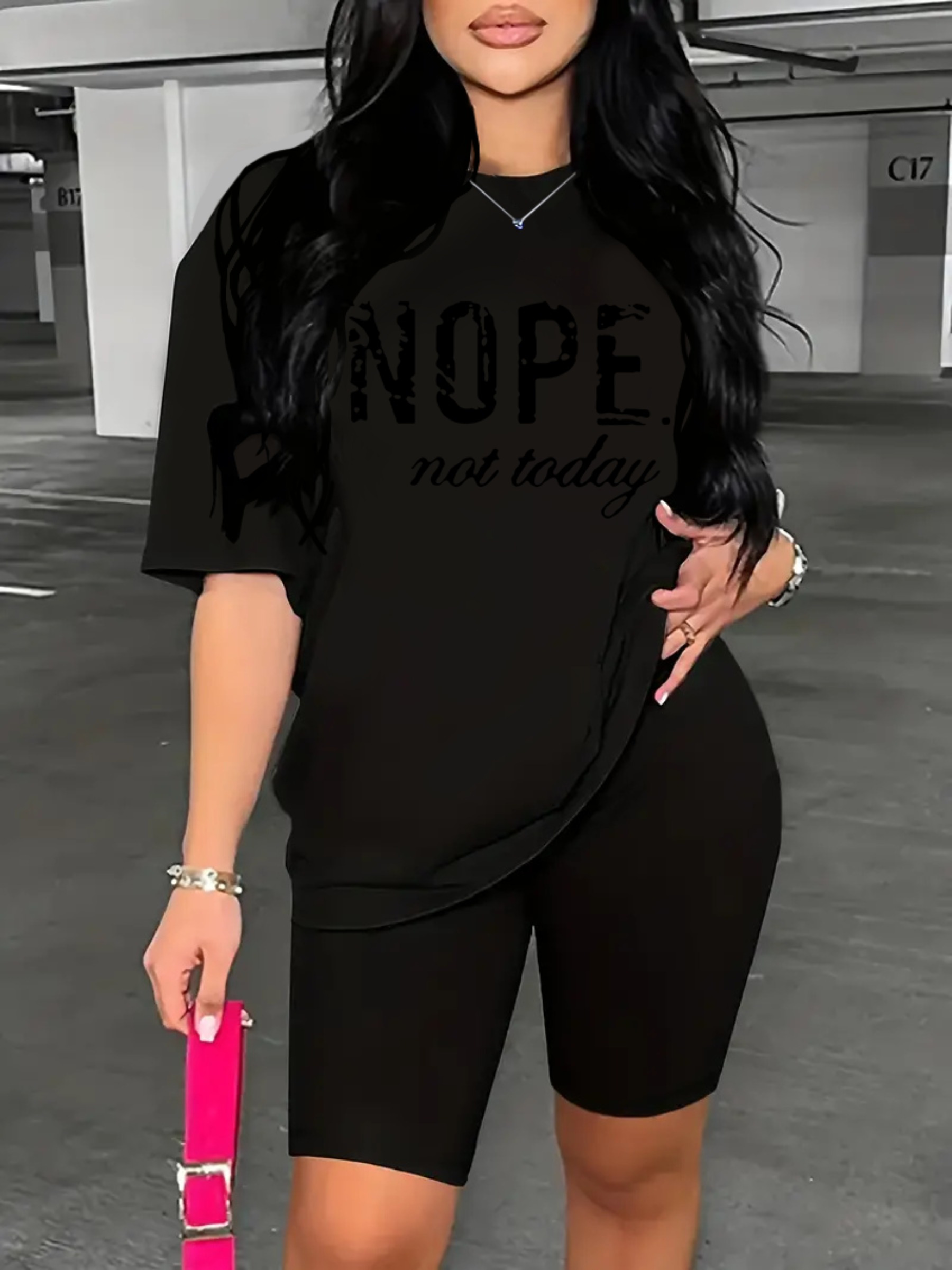 teiliges freizeit sportset damen t shirt „nope not today“ Temu