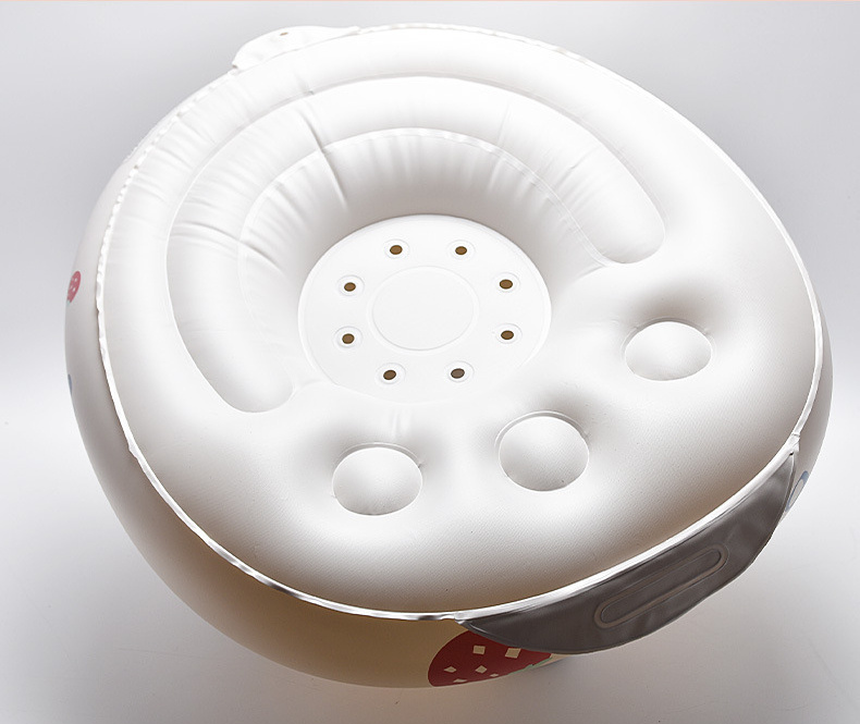 inflatable kids training seat with slip   cushioned bath meal chair with blue floral pineapple patterns built in tray durable easy clean material safe toddler product for feeding     white baby chair ideal christmas halloween gift Product details 3