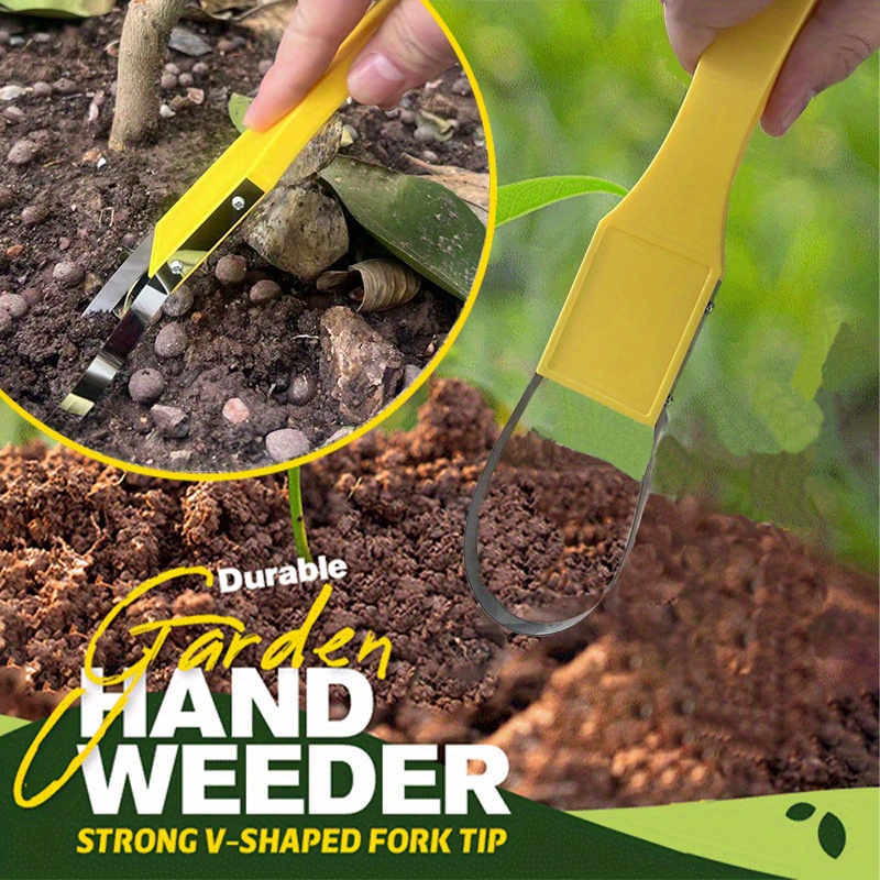 

1pc Garden Hand Loop Weeder - Plastic, No Power Needed, -shaped Fork Tip For Easy Weeding & Soil Removal, Yellow, Weeder Trimmers