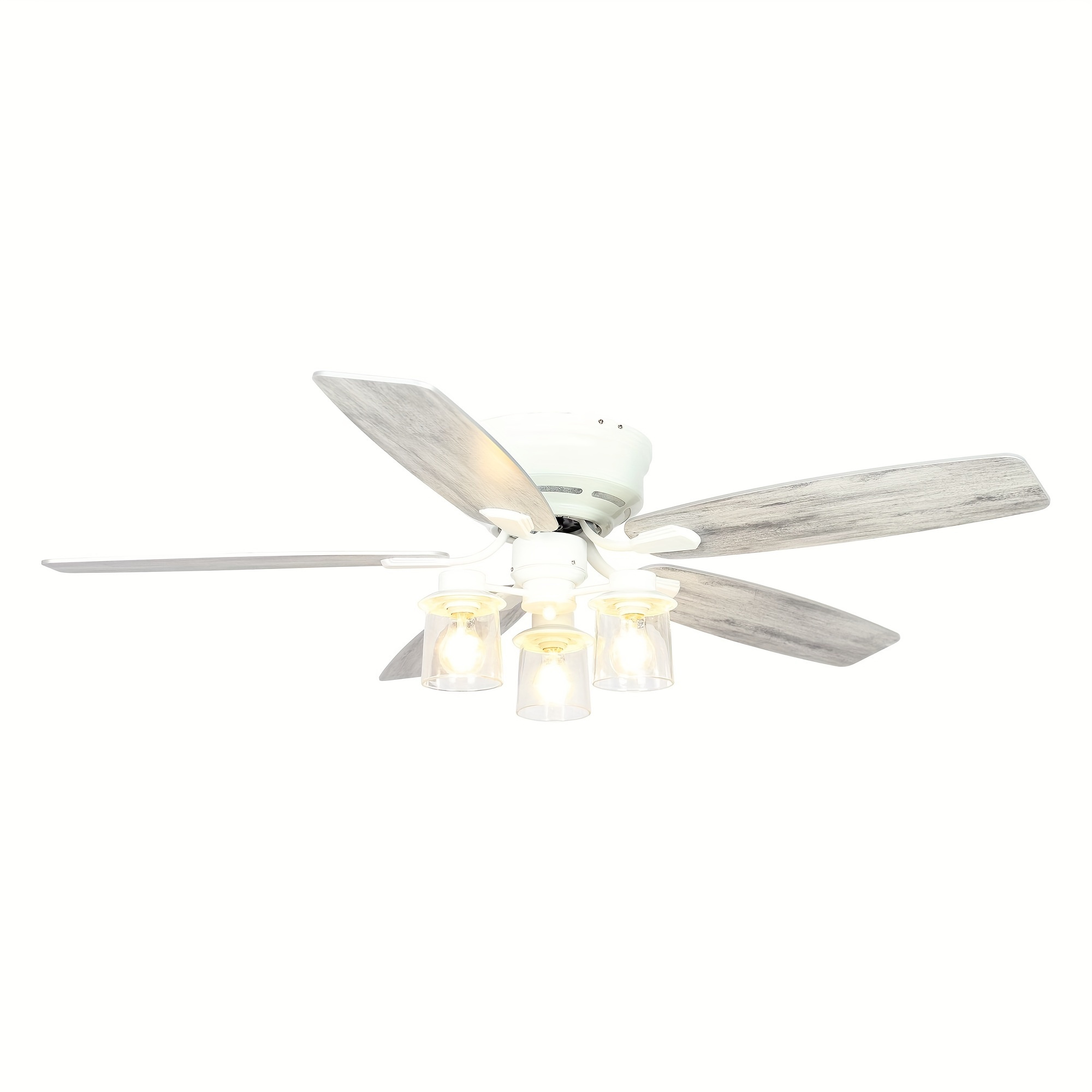 

52-inch Reversible Traditional Flush Mount Ceiling Fan With Light Kit And Remote Control, Blades, Indoor Home Decor