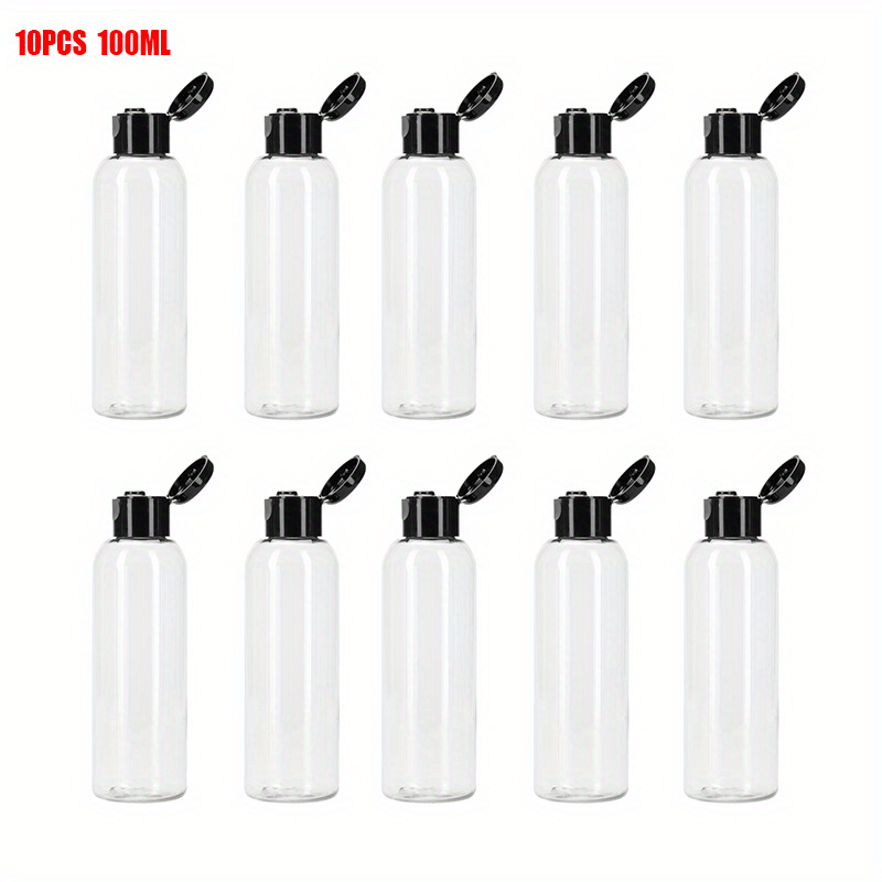 

10pcs 100ml Travel Bottles For Toiletries Cleaning Black Fliptop Small Containers