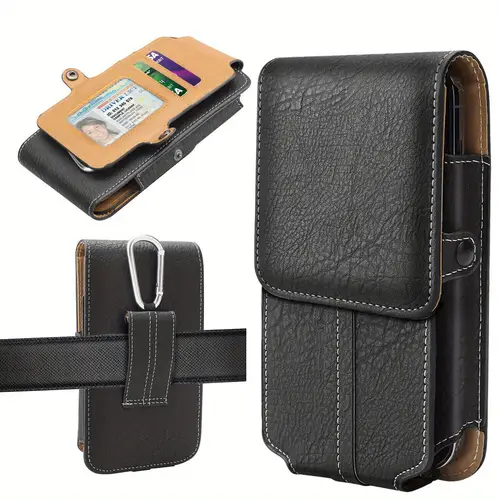 universal 5 2 2 inch cell phone pouch case cover durable pu leather waist belt bag with belt loop metal clip holster vertical outdoor protector for iphone 16 15 14 11 pro for samsung galaxy s25 24 23 22 21 ulrta plus fe and phone for moto google phones etc