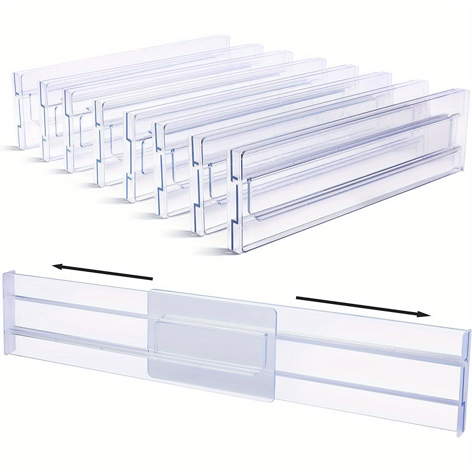 

1pc/4pcs Drawer Dividers Organizers, 3.2" 12.2-21.4" Drawer Organizer, Clear Plastic Drawers Separators For Clothing, Utensils And