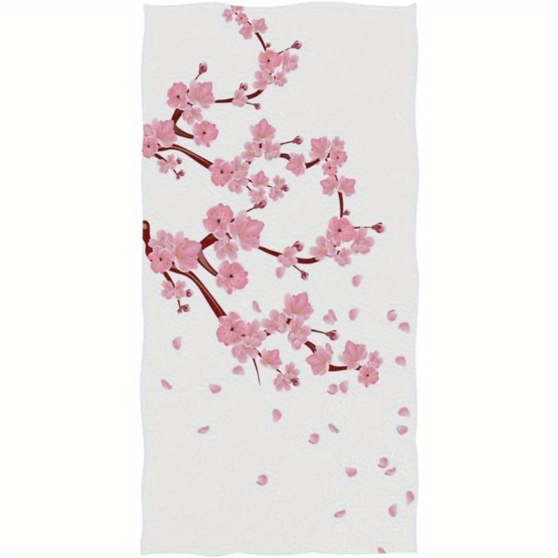 

1pc Elegant Sakura Guest Towel - Quick-dry, Lightweight Polyester, Bathroom, Hotel, Gym & Spa - Contemporary Floral Decor, 18x26 Inches