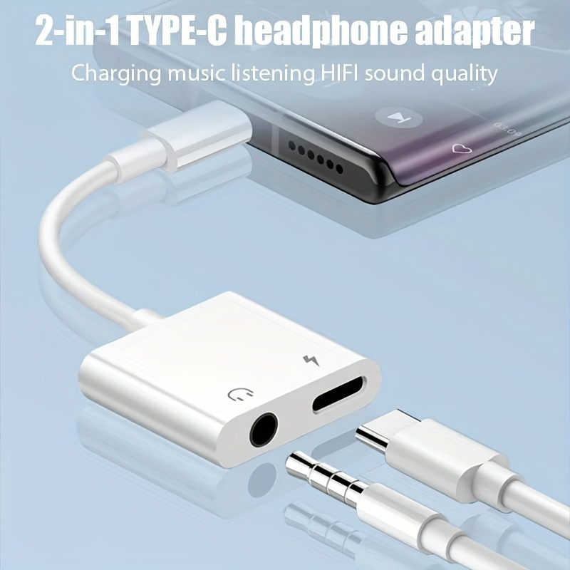 

2-in-1 Type-c To 3.5mm Audio Adapter With Charging For Music, Calls And Hifi Sound Quality, Connector Polarity Female To Male
