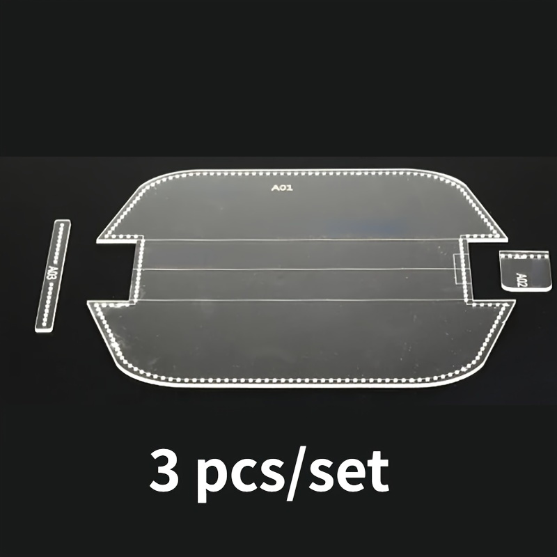 Acrylic Leather Template Set For Pencil Case, 3pcs - Transparent Sewing Pattern Tools For Handmade Leathercraft