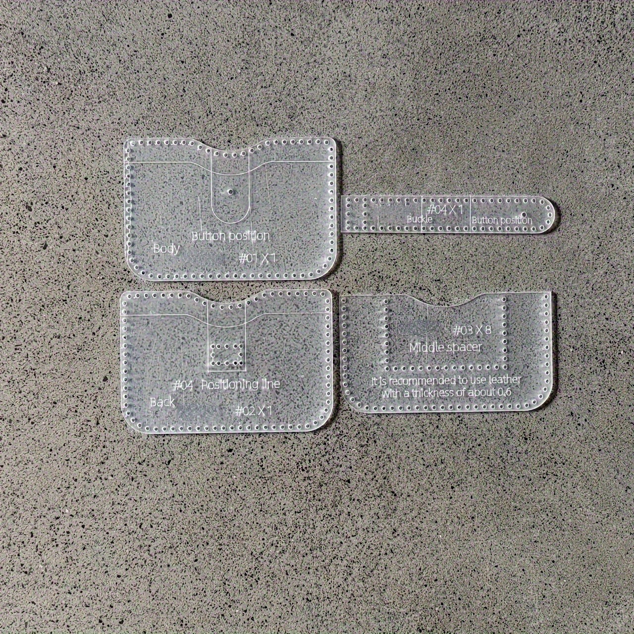4pcs Acrylic Leather Wallet & Business Card Holder Sewing Pattern Templates - Transparent Craft Tool Kit