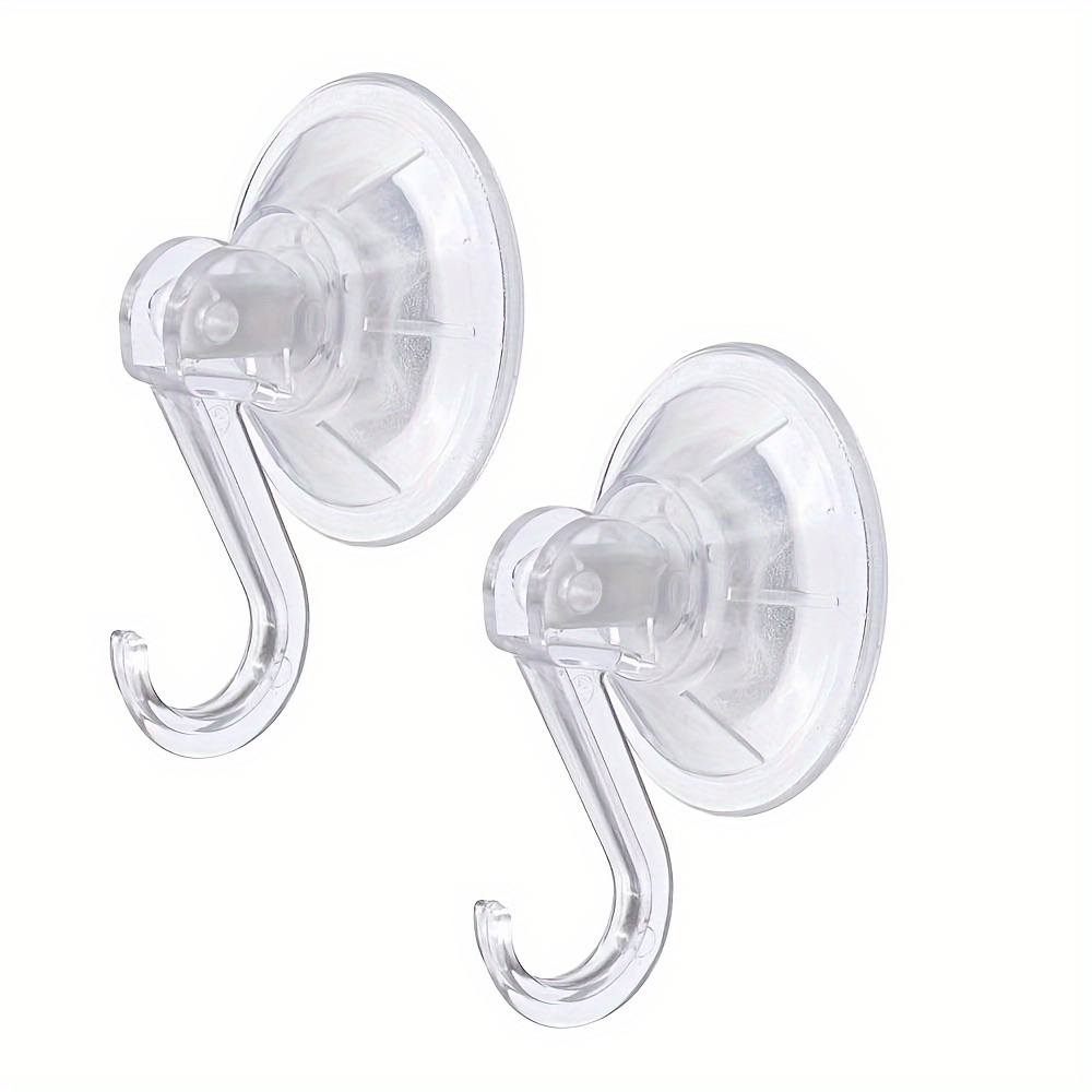 TEMU 2pcs Heavy Duty Clear Suction Cup Hooks For Bathroom, Shower, And Kitchen, Removable And Strong Window Glass Door Hangers For Towels And More, Bathroom Accessories