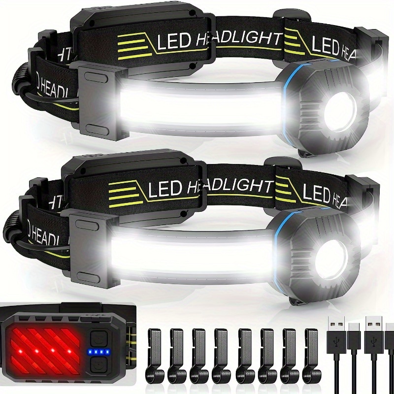 

Headlamp Rechargeable, 1200 Lumens Super Bright Headlight Flashlights, 210° Wide Beam Led Headlamp With Safety Taillight, 10 Modes, Waterproof Head Flashlight For Outdoor Running Fishing