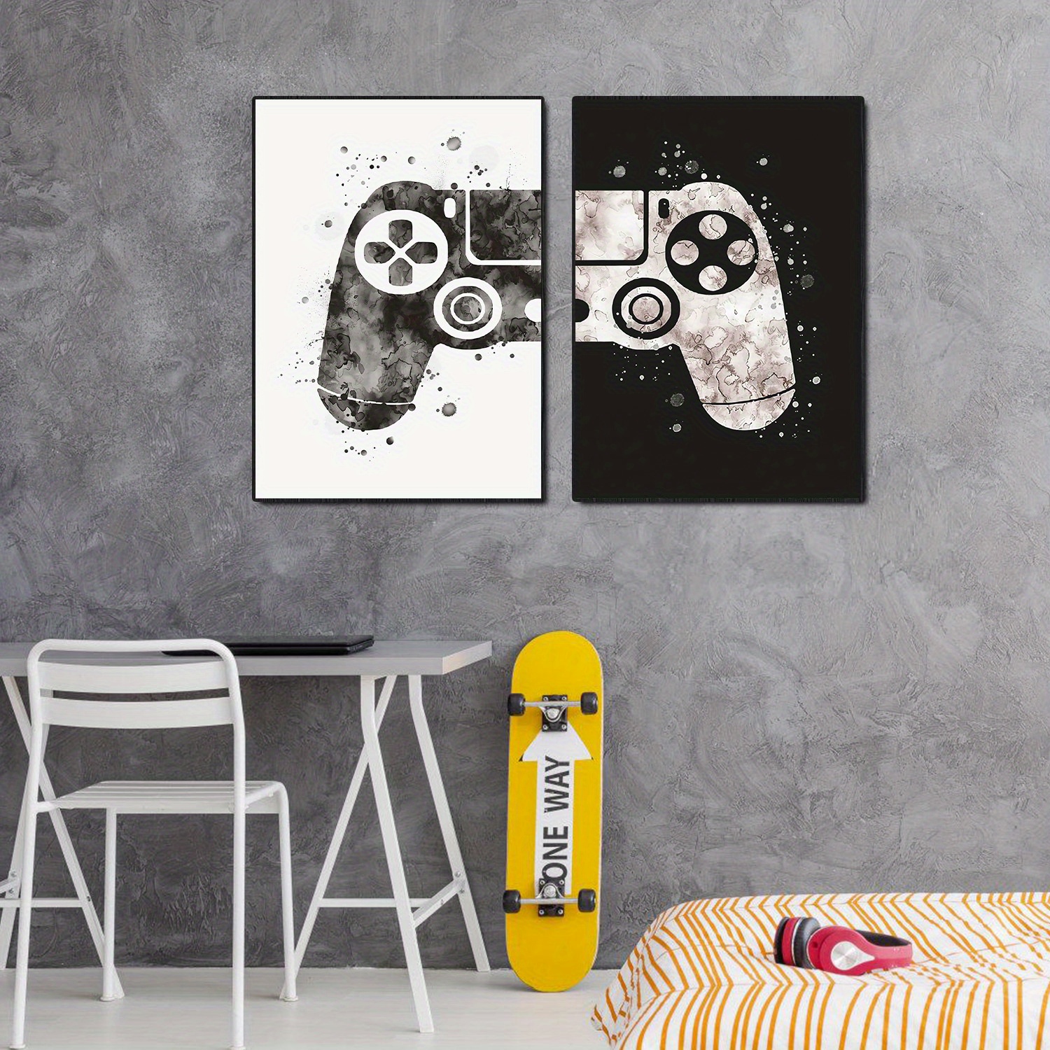 

2pcs/set Video Game Controller Wall Art Poster, Video Gaming Canvas Painting Wall Art Posters, For Game Room Living Room Bedroom Bathroom Office Kitchen Wall Decors, Unframed