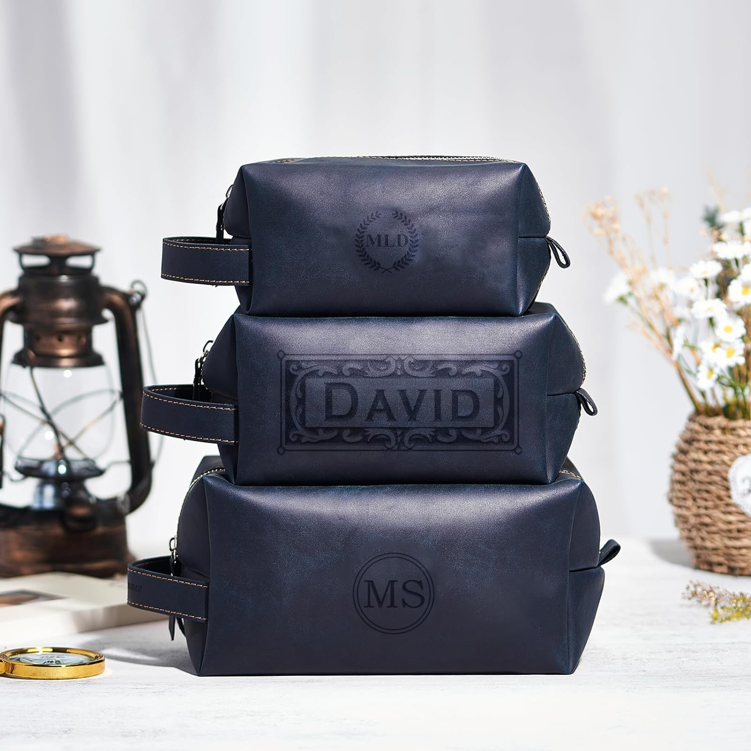 

Personalized Men's Faux Leather Toiletry Bag, Customized Name Text Portable Dopp Kit, Unique Custom Storage Bag, Personalized Gifts For Father's Day Wedding Gift For Groomsmen Dad Best Man Husband