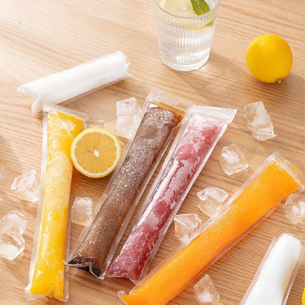 

100-piece Disposable Popsicle Bags - Food Grade, Self-sealing Transparent Ice Pop Molds For Freezer