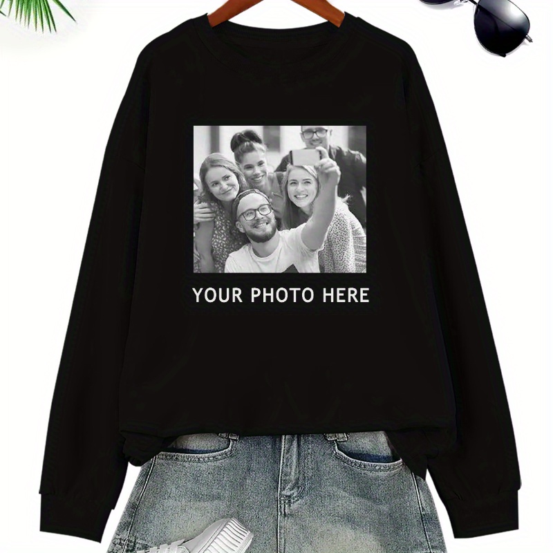 

Customized Picture Print Pullover Sweatshirt, Casual Long Sleeve Crew Neck Sweatshirt For Fall & Winter, Women's Clothing