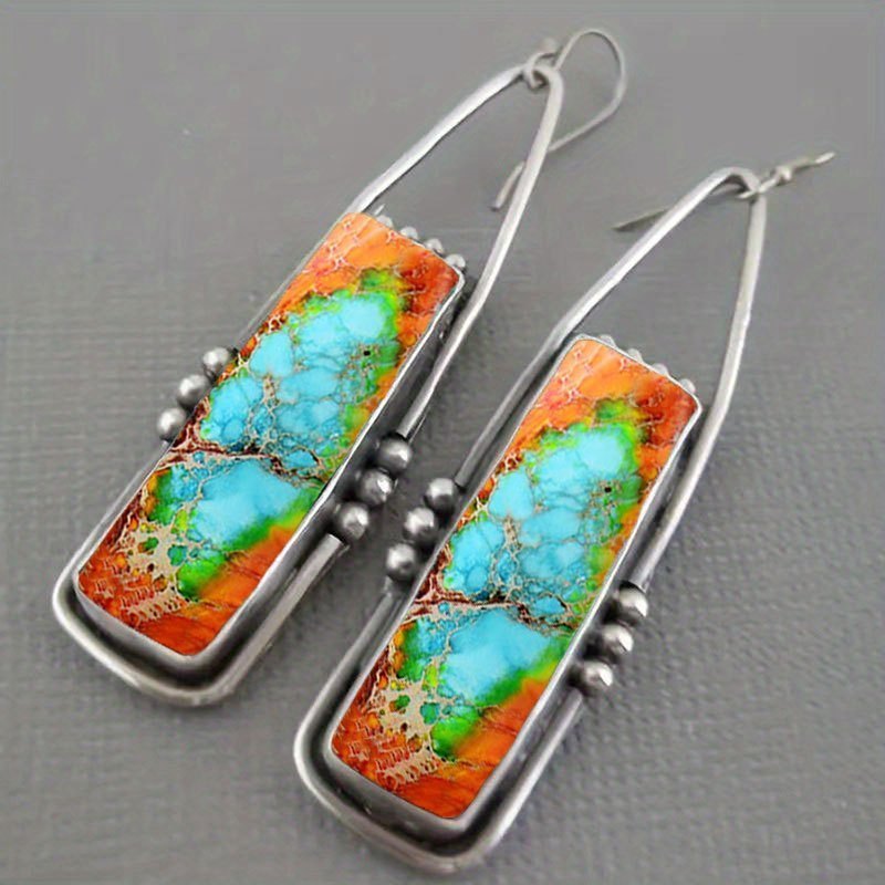 

2pcs Retro Bohemian Earrings Imitation Turquoise Earrings Men's And Women's Earrings Vintage Earrings Jewelry Birthday Party Anniversary Gift Earrings Christmas Earrings Valentine's Day Gift