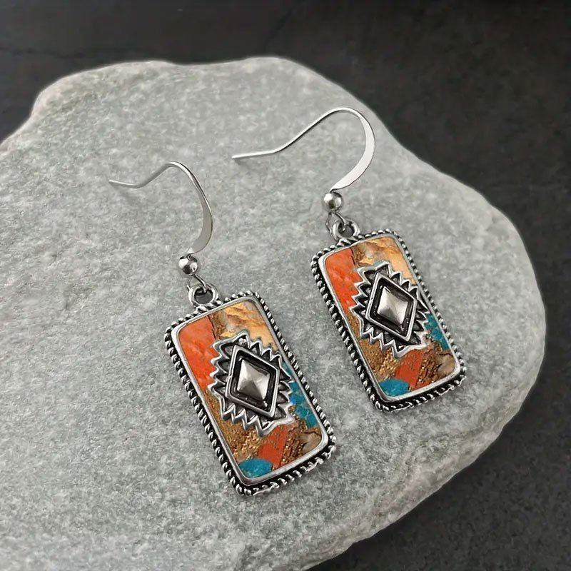 TEMU 2pcs Fashion Vintage Earrings Turquoise Earrings Bohemian Earrings Jewelry Women's Earrings Jewelry Birthday Anniversary Gift For Lovers Valentine's Day Earrings Gift
