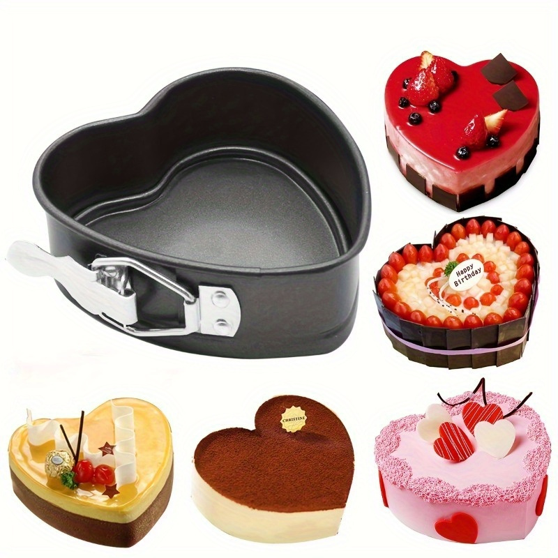 

Stainless Steel Heart-shaped Springform Cake Pan With Removable Bottom - Oven Safe, Leakproof Baking Tool For Kitchen & Dining
