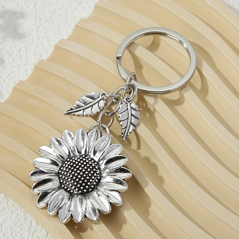 

1pc Sunflower Keychain, Cute Metal Key Ring Purse Bag Backpack Car Charm Earphone Accessory, For Mom Friends