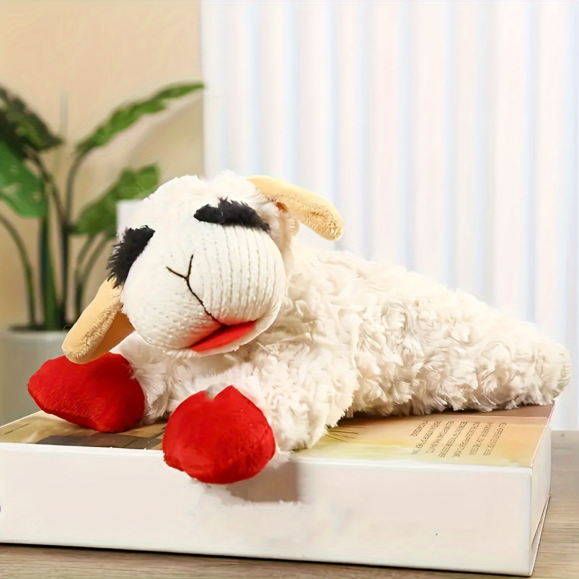 

1pc Plush Squeaky Lamb Dog Toy - No Battery Needed, All-breed Friendly, Durable Chew Squeaker Doll For Interactive Play And Entertainment