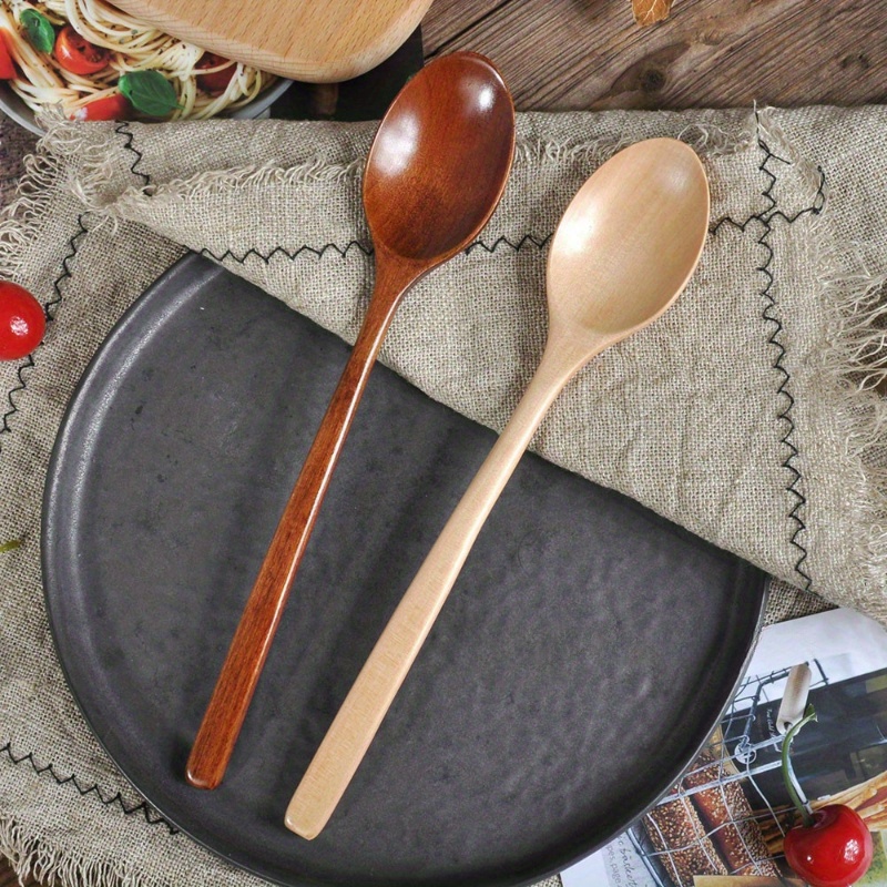 

1/2pcs Long Handled , Spoon, Wooden Spoon, Stirring Spoon, Wooden Spoon, Tableware