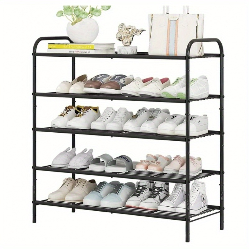 

5-tier Metal Shoe Rack, Shoe Storage And Organizer For Closet, Adjustable Shoe Rack For Hallway, Bedroom, Entryway, Black