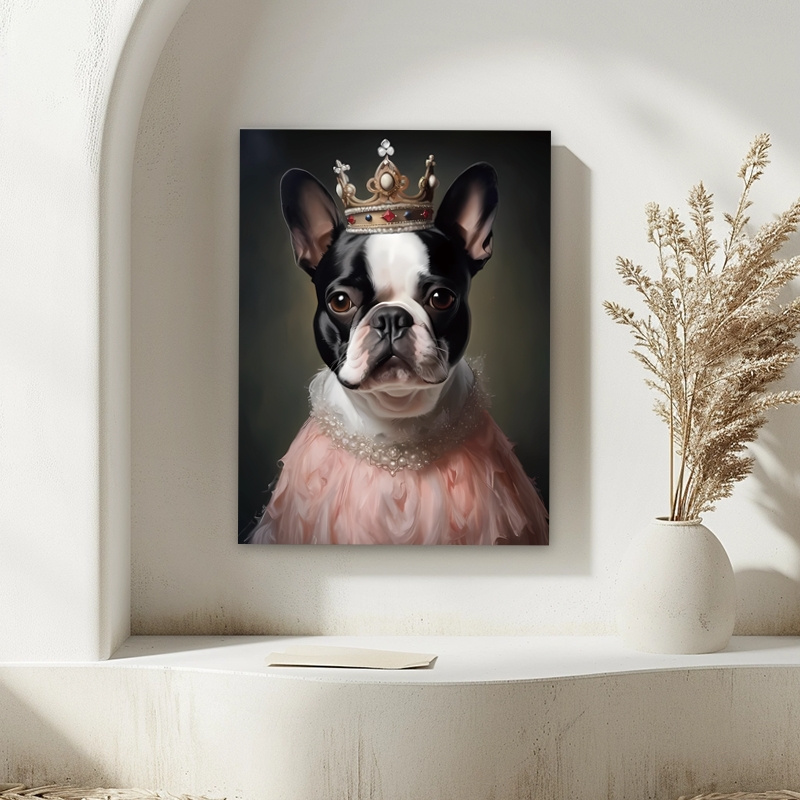 

Royal Queen Boston Terrier Portrait Canvas Art - 30x40cm, Upgraded Thick Roll Pieceaging, Perfect Gift For Dog Lovers & Boston Terrier Enthusiasts