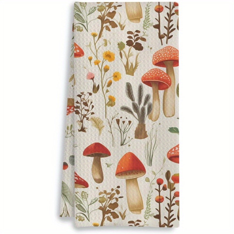 

Ultra-soft Mushroom Kitchen Towel - Perfect For Drying Dishes & Bathroom Decor, Machine Washable Polyester Blend, 18x26 Inches Dish Towels For Kitchen Paper Towel Holder For Kitchen