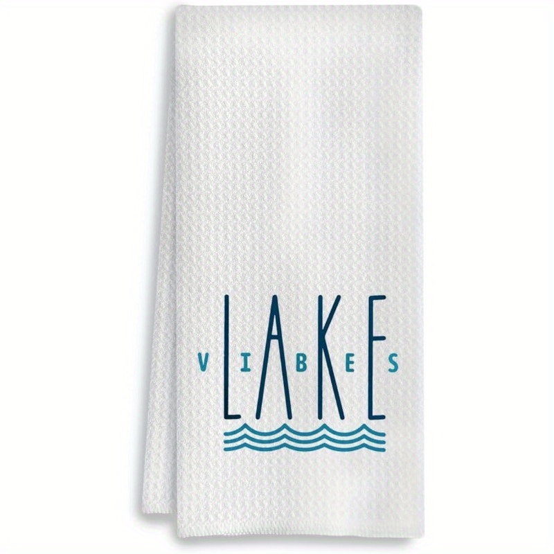 

Lake Vibes Contemporary Woven Polyester Kitchen Towels - Super Soft Dish Towels For Lake House Decor, Machine Washable Oblong Hand Towel With Character Theme, 18x26 Inches - Ideal Lake House Gift