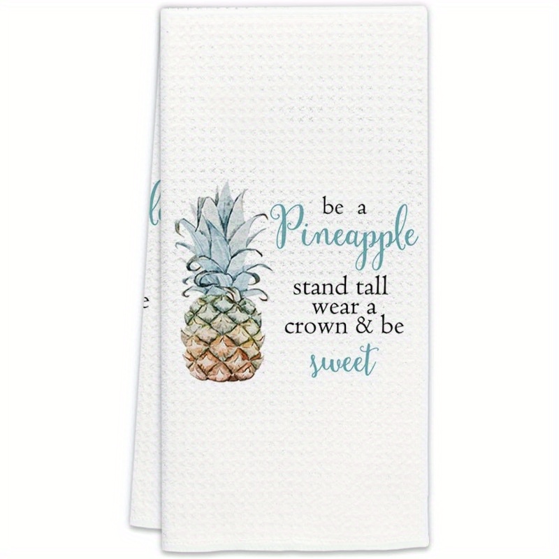 

Contemporary Super Soft Woven Polyester Blend Hand Towel With Pineapple Motif - Decorative Kitchen And Bathroom Dish Towel, Machine Washable, Oblong Shape, Fruit Theme, 18x26 Inches