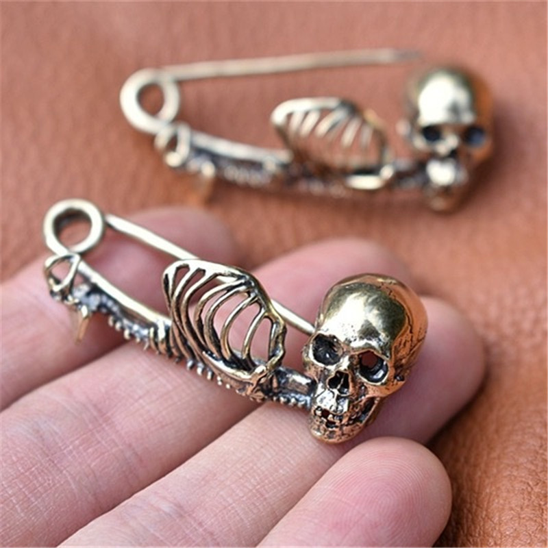 

1pc Punk Style Vintage Skull Pin Dark Gothic Brooch Clothes Waist Closing Accessories Jewelry