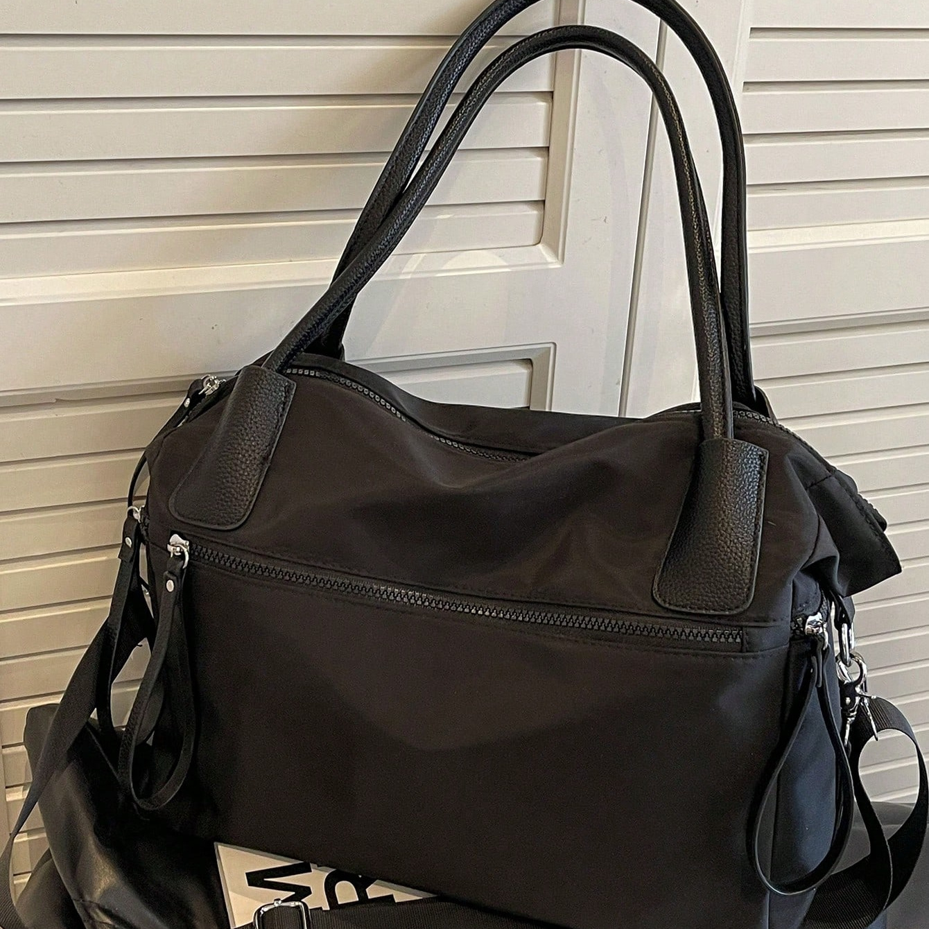 

Large Capacity Solid Color Shoulder Bag With Multiple Pockets, Versatile Commuting Crossbody Handbag For Women