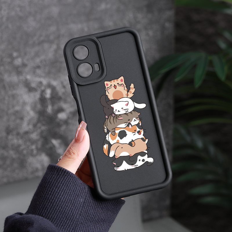 

Cute Cats Silicone Phone Case For Moto G Series - Shockproof Cover With Camera Protection, Cartoon Folding Cat Design, Compatible With G10, G20, G30, G53, G22, G34, E13, G04 5g Models