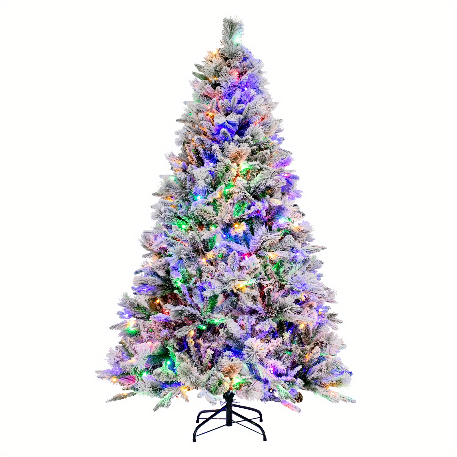 

Lifezeal 6 Ft Pre-lit Snow Flocked Christmas Tree Hinged Tree W/8 240 Lights