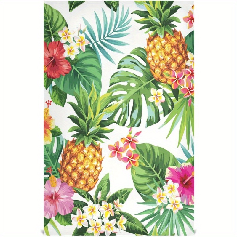 

1pc Tropical Floral Kitchen Towel, Super Soft Polyester Dish Cloth With Palm Design, Machine Washable, Contemporary Style, 18 X 26 Inch, Decor