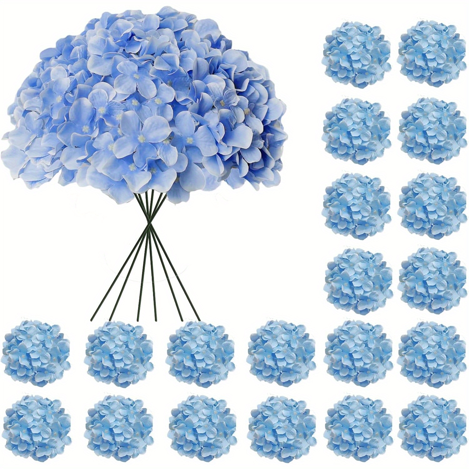 

20/10-pack Blue Artificial Hydrangea Flowers With Stems - Faux Silk Floral Decor For Weddings, Valentine's Day & Home Hydrangea Artificial Flowers Artificial Flowers For Home Decor