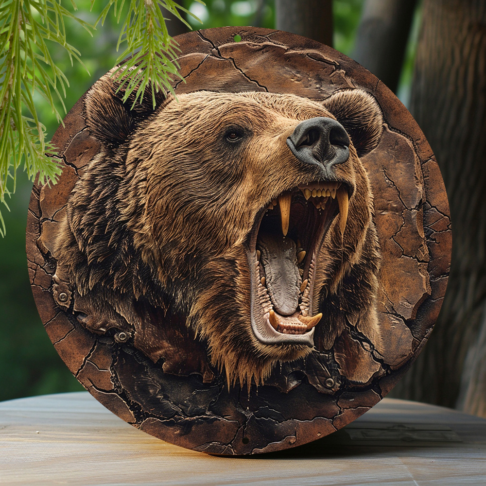 

Grizzly Bear 3d Aluminum Sign: 8x8 Inch Spring 2d Effects Garden Decoration - Men's Christmas Decorations