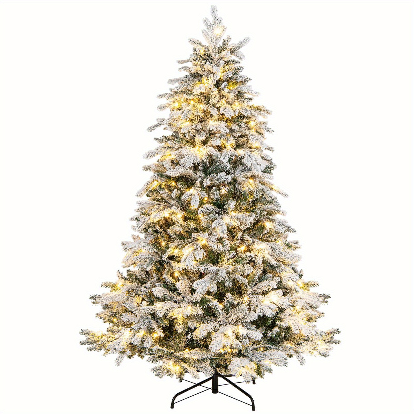 

Lifezeal 6 Ft Pre-lit Flocked Christmas Tree Hinged W/260 Led Lights & 1415 Branch Tips