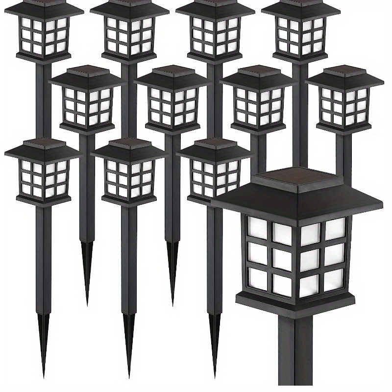 

12pcs Led Solar Outdoor Lights, Auto , Sturdy, Waterproof, , Rust-proof, Lighting Garden Lights, /white Light/, Solar Pathway Lights For Yard Patio, Lawn, Path, Landscape, Garden Decor Gifts