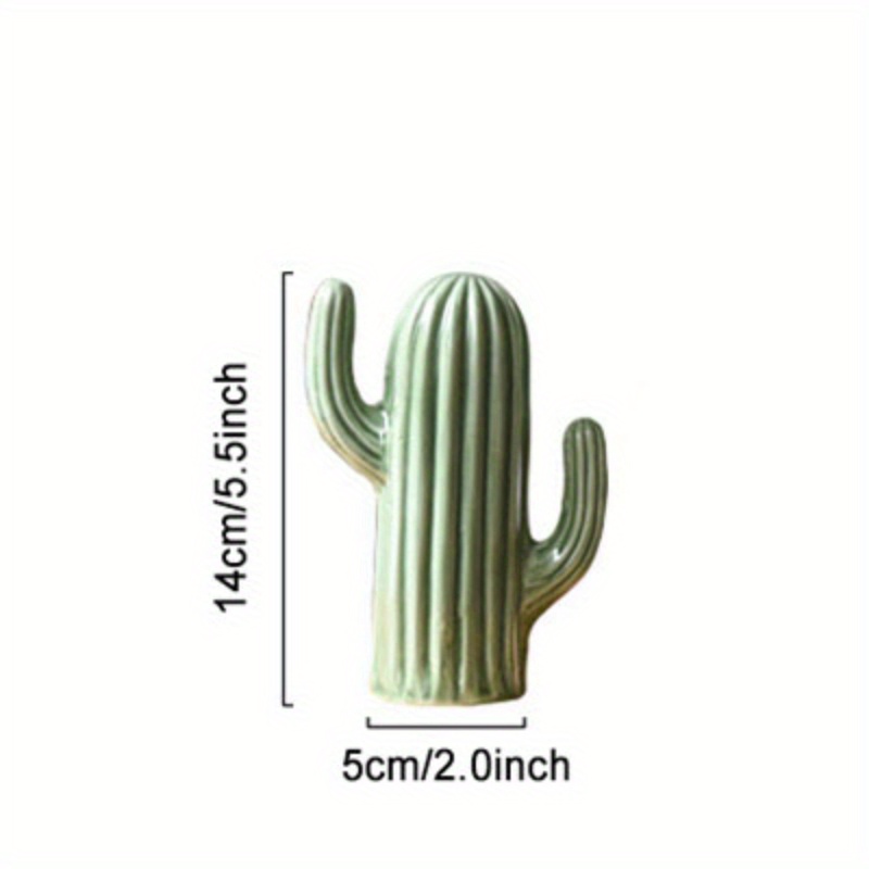 1pc Nordic Style Easter Decor Creative Ceramic Cactus Ornaments For Living Room Desktop Decorative Simulation Green Plant Figurines For Home Decoration