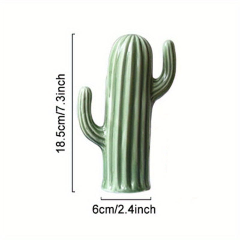 1pc Nordic Style Easter Decor Creative Ceramic Cactus Ornaments For Living Room Desktop Decorative Simulation Green Plant Figurines For Home Decoration