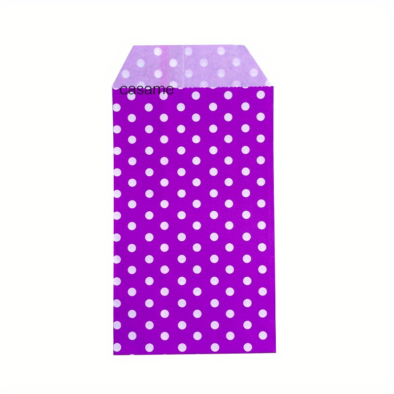 TEMU 8x15cm(3x6inches) 25pcs Paper Bags With White Polka Dot Pattern - Perfect For Weddings, Parties, And Small Business Supplies